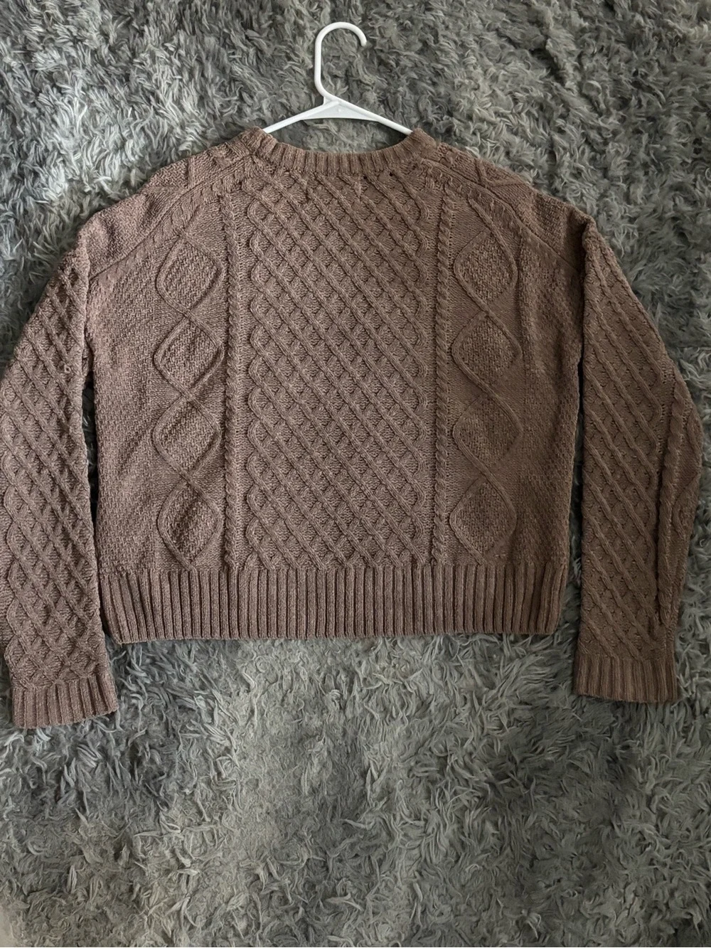 Pink Republic Cable Knit Crewneck Sweater - Taupe